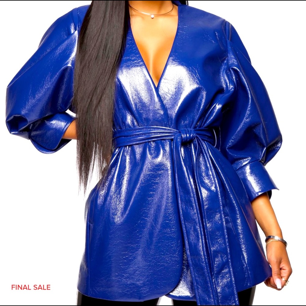Blue faux leather jacket